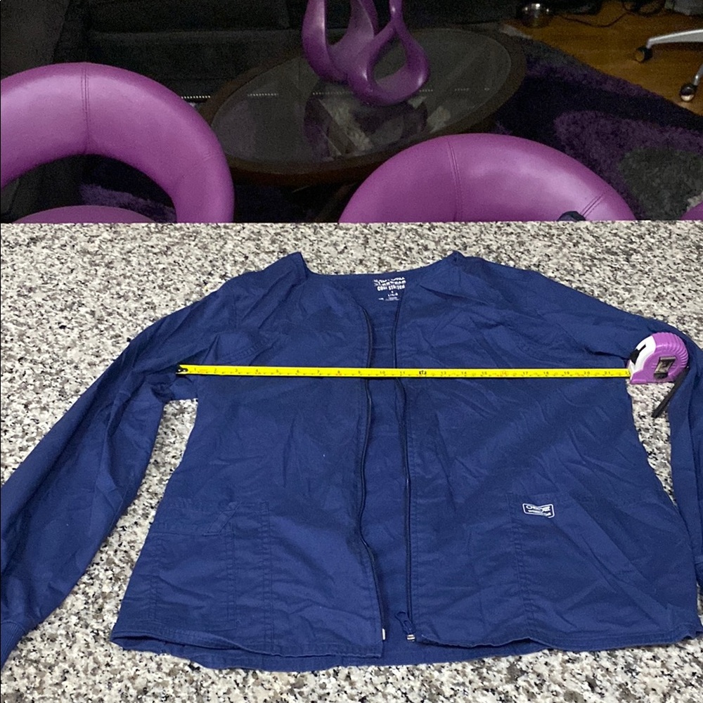 Cherokee Scrub Blue Zip-Up Jacket